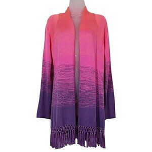 Lilly Pulitzer Tatum Marled Ombre Fringe Cardigan in Orchid Oasis Good Cond - S